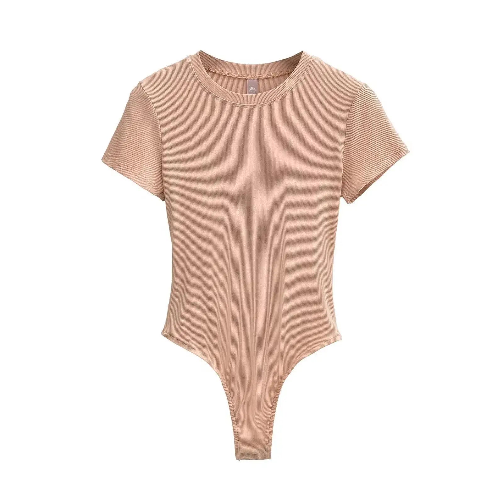 Stretchable Knit Bodysuit - Short Sleeve O-Neck Summer Basic (14 Colors)