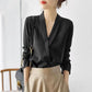 Silk Satin V-Neck Tunic - Long Sleeve, Office Chic