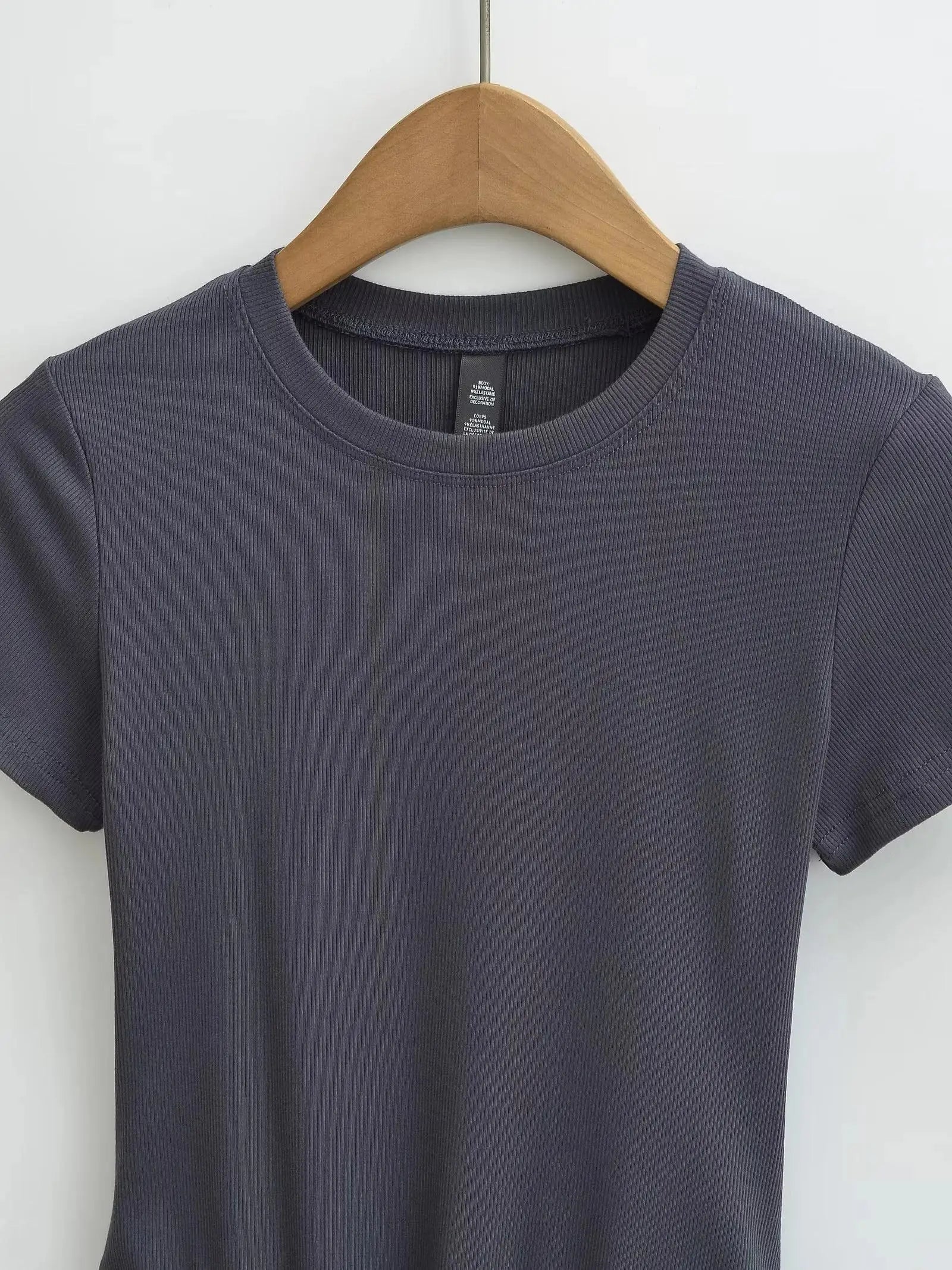 Stretchable Knit Bodysuit - Short Sleeve O-Neck Summer Basic (14 Colors)