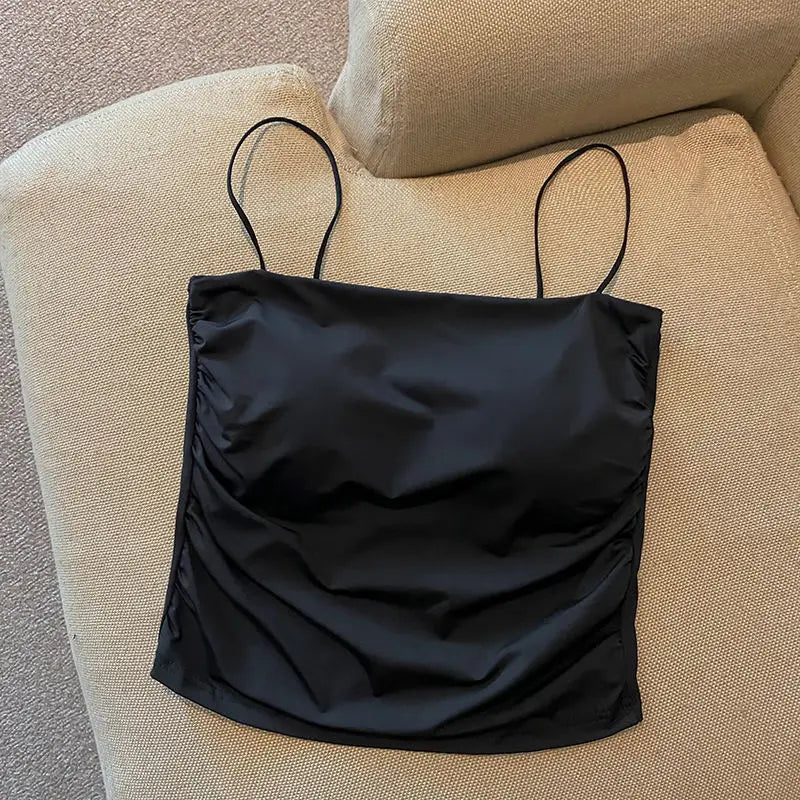 Ice Silk Padded Camisole - Stylish Backless Summer Top for Women