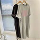 Printed O-Neck Tunic Dress - Summer Casual Loose Short Sleeve Pullover for Women