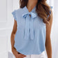 Sleeveless Ruffle Polka Dot Blouse - Lace-Up Bow