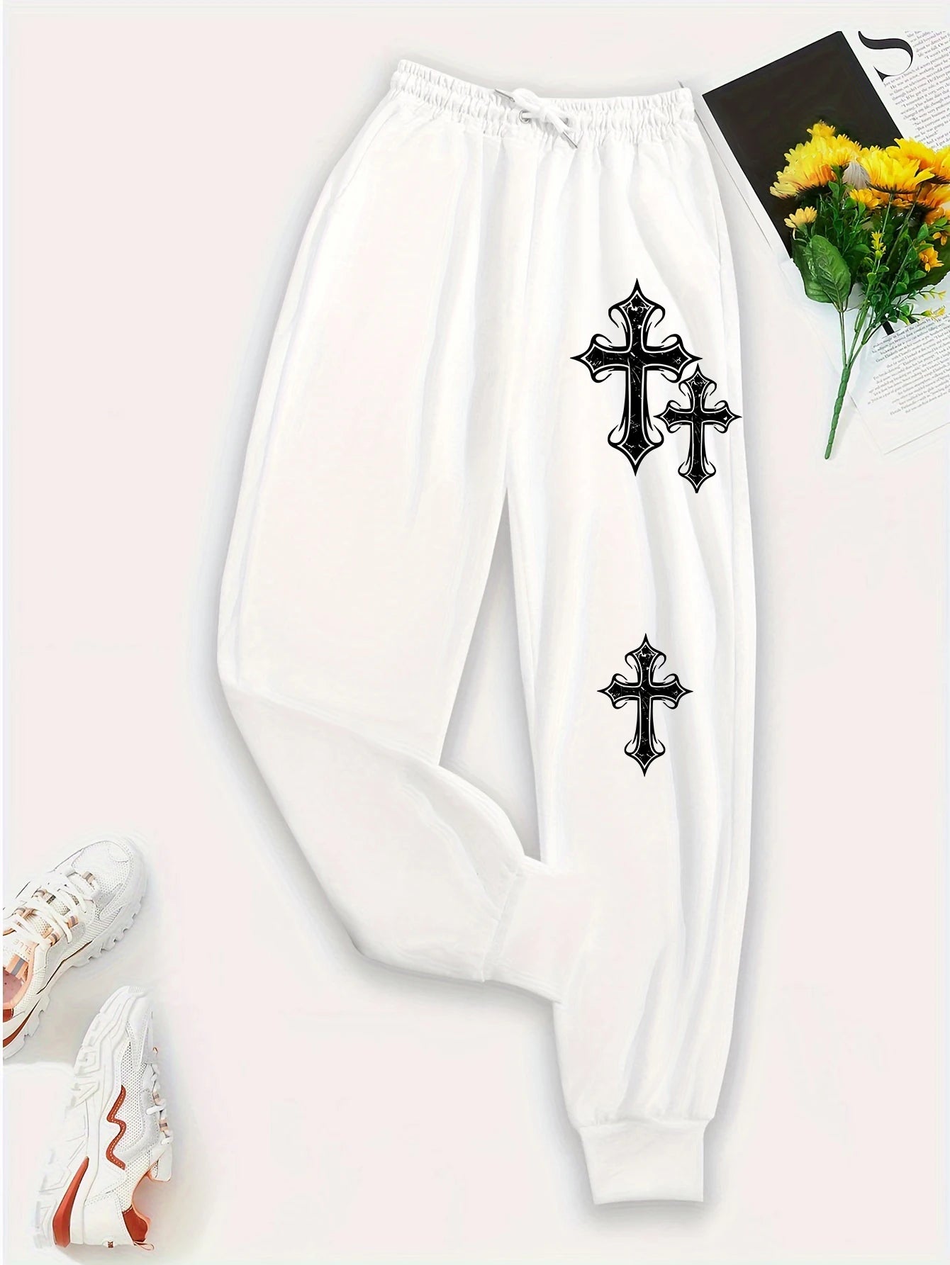 Crucifixion Print Drawstring Pants – Trendy & Versatile