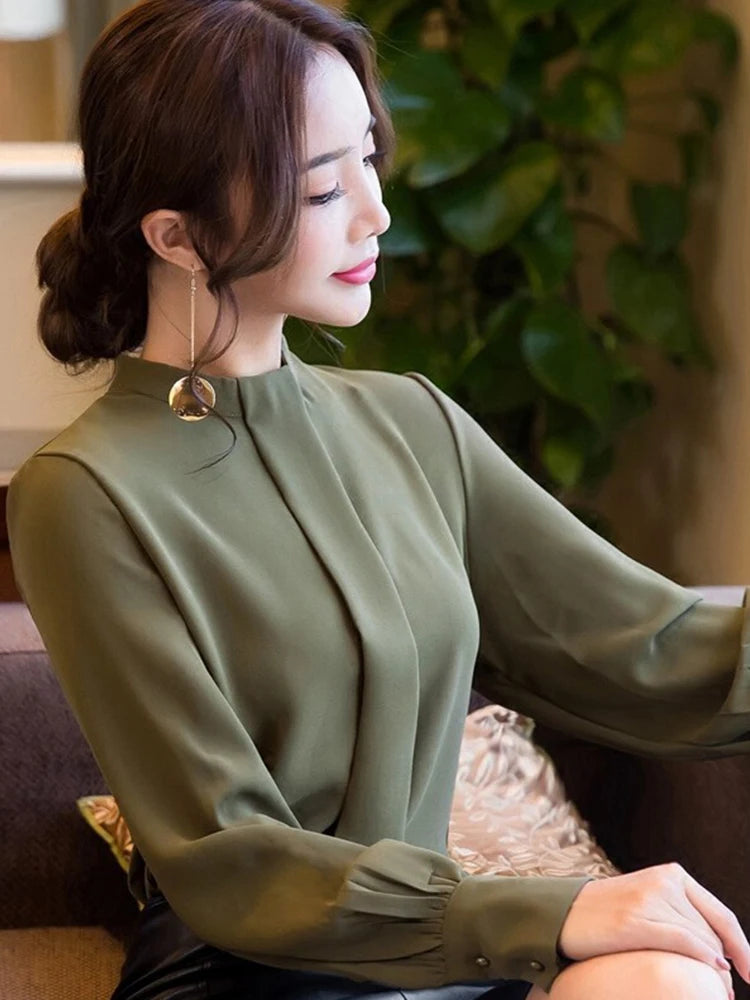 Chiffon Long Sleeve Blouse - Office Wear, Spring/Autumn 2024