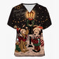 Mickey Mouse Nursing Scrub Top - V-Neck with Pockets, Christmas Edition