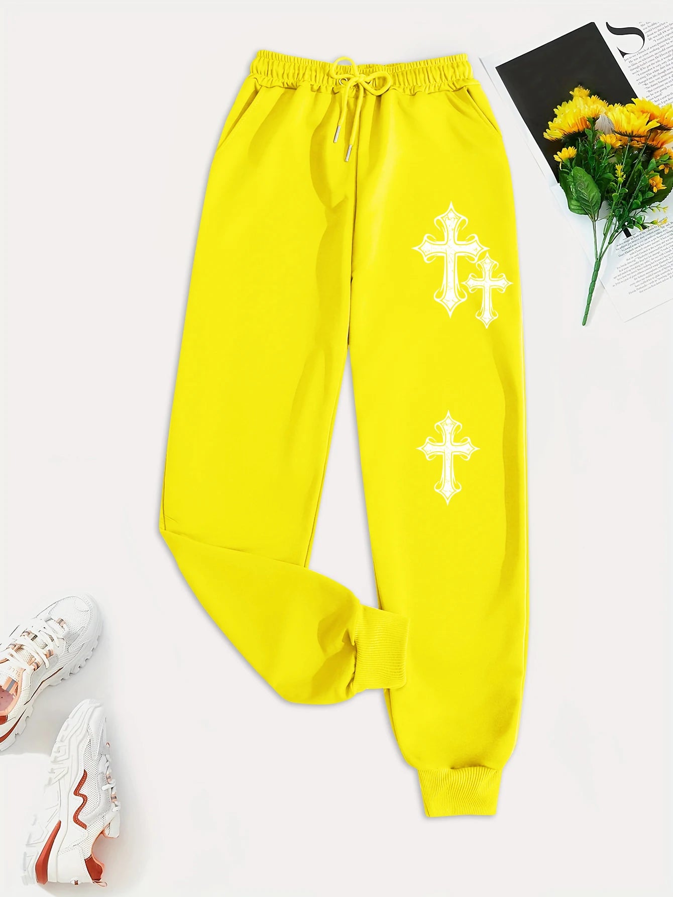 Crucifixion Print Drawstring Pants – Trendy & Versatile