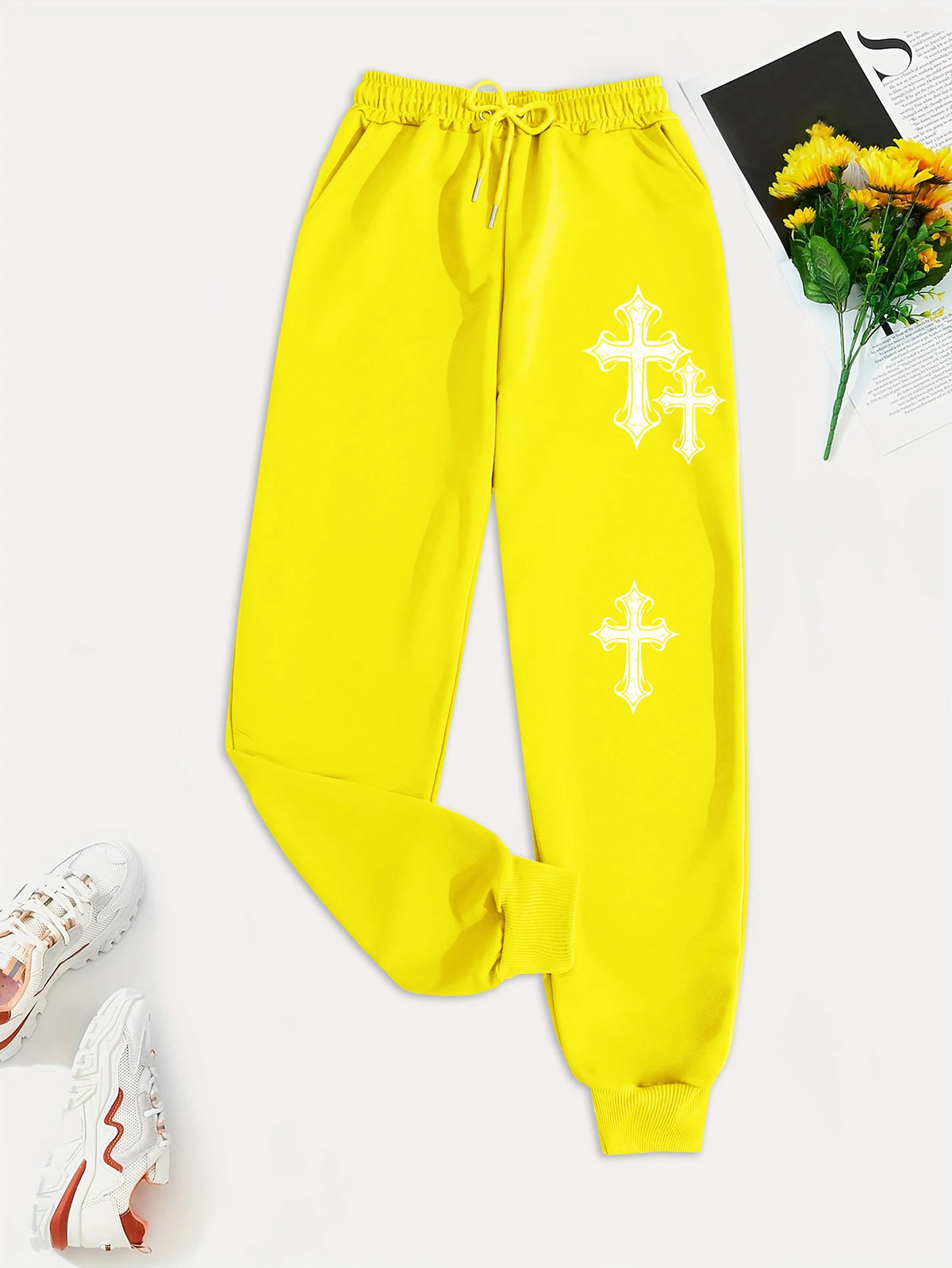 Crucifixion Print Drawstring Pants – Trendy & Versatile