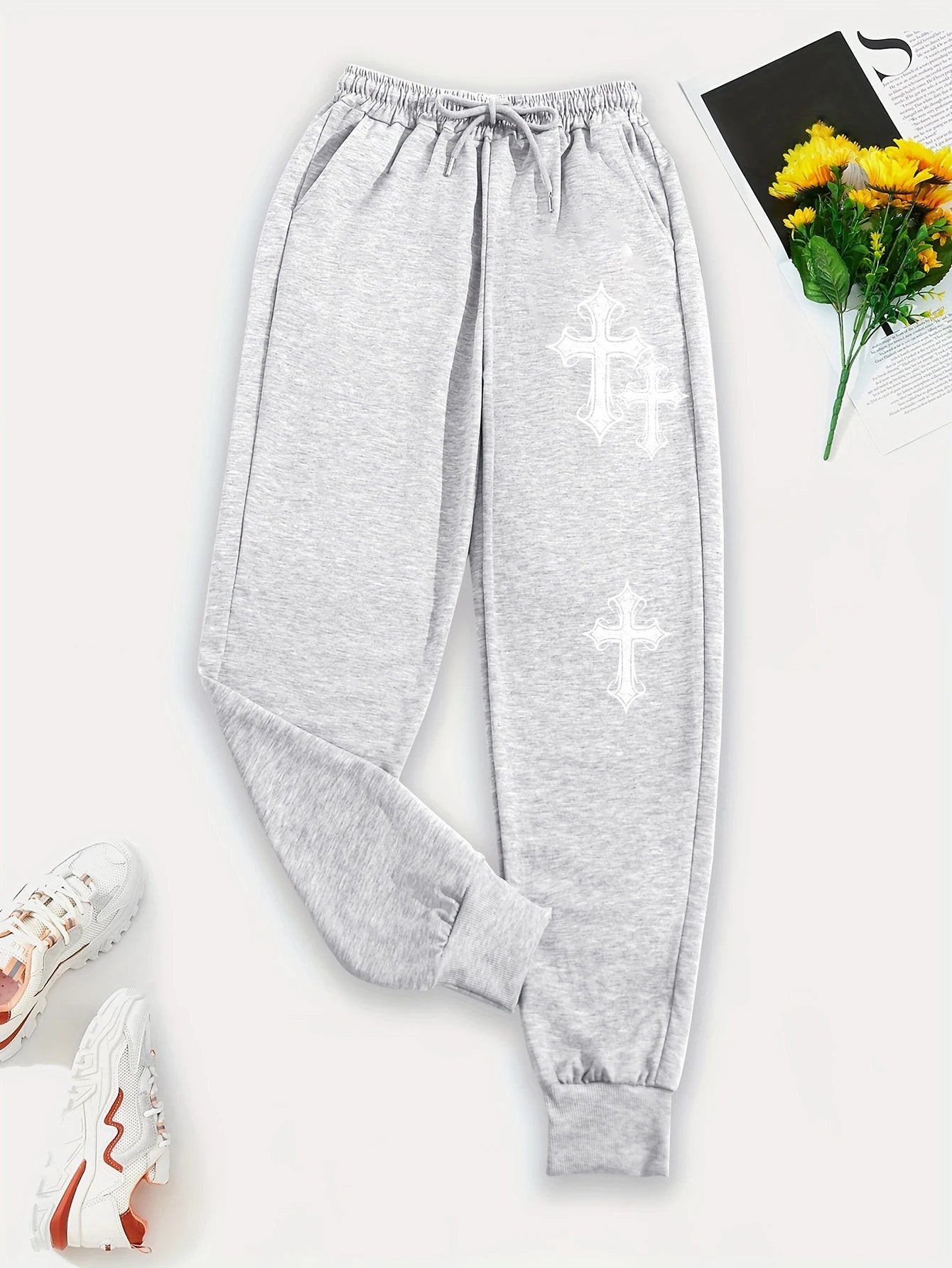 Crucifixion Print Drawstring Pants – Trendy & Versatile