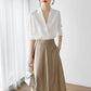 Silk Satin V-Neck Tunic - Long Sleeve, Office Chic