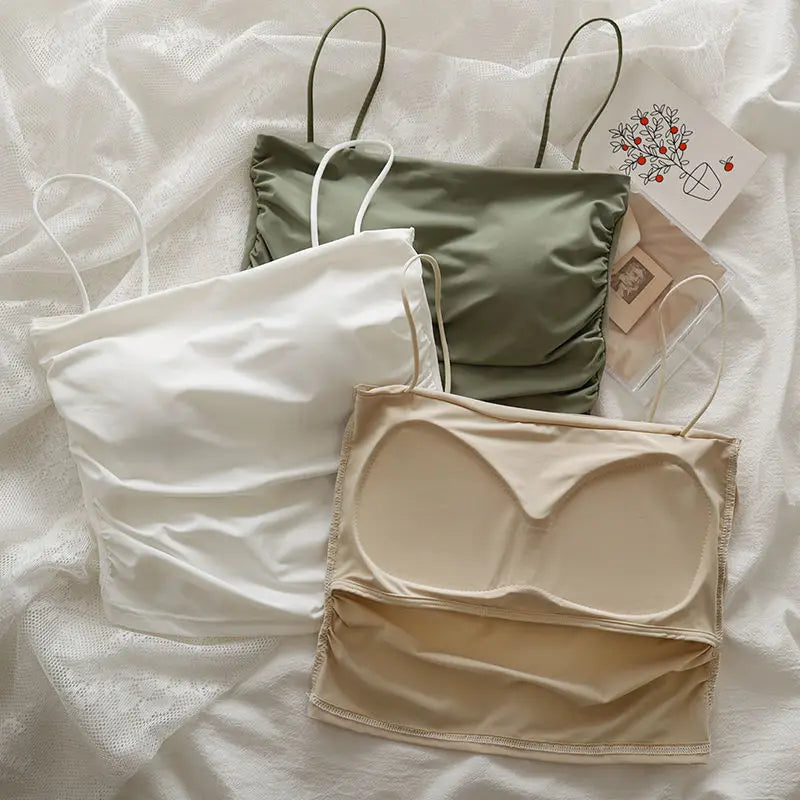 Ice Silk Padded Camisole - Stylish Backless Summer Top for Women