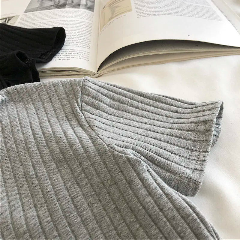 Youthful Knit Polo Crop Top - Short Sleeve