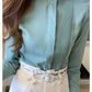 023 Chiffon Bow V-Neck Blouse - Long Sleeve Office Top