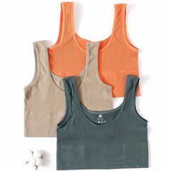 Seamless Ribbed Crop Tank - Wireless Sports Camisole for Women