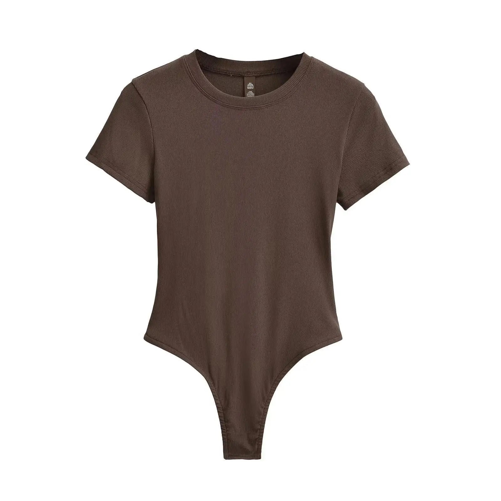 Stretchable Knit Bodysuit - Short Sleeve O-Neck Summer Basic (14 Colors)