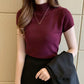 2024 Summer Turtleneck Knit Blouse - Short Sleeve