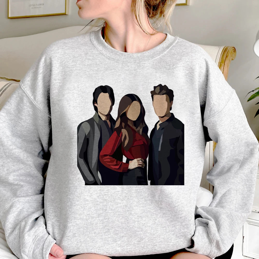 Vampire Diaries Hoodie - 90s Gothic Fleece Streetwear for Women