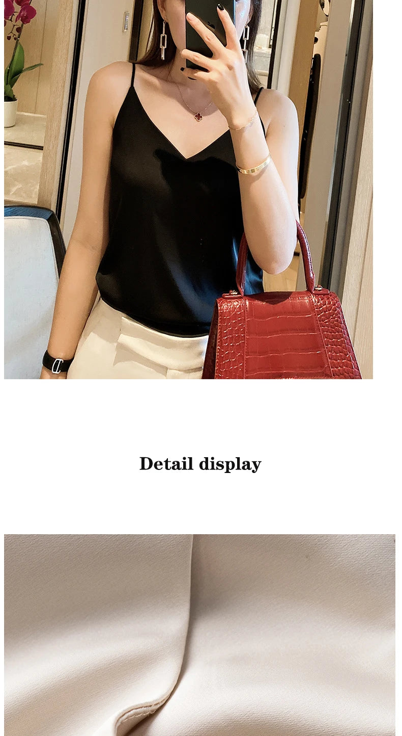 2024 Summer V-Neck Crop Top - Sleeveless Slim Fit, Y2K Style