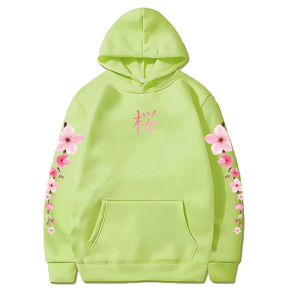 Sakura Graphic Hoodie - Unisex Winter Pullover with Pocket