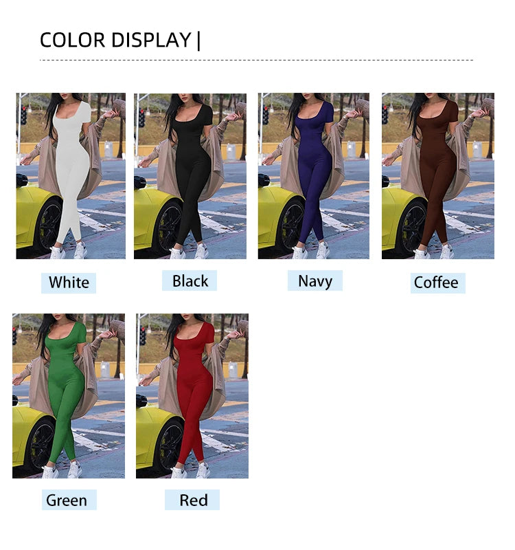 Short Sleeve Bodycon Romper – Skinny Fit Casual Sports Jumpsuit