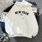 New York Letter Hoodie - Y2K Oversized Fleece Sweatshirt