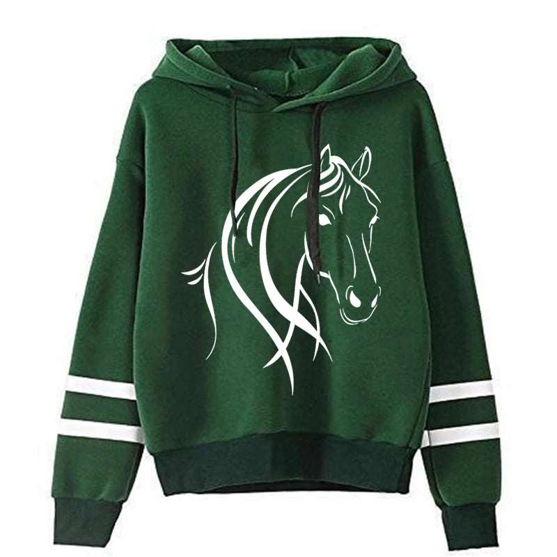 Horse Graphic Sweatshirt - Long Sleeve Casual Pullover