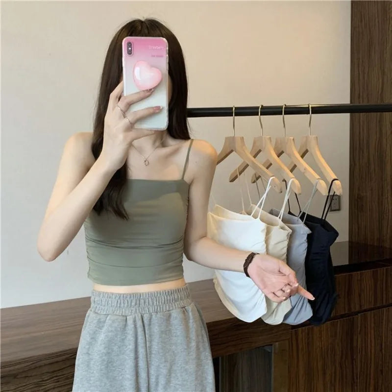 Ice Silk Padded Camisole - Stylish Backless Summer Top for Women