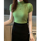 2024 Summer Turtleneck Knit Blouse - Short Sleeve