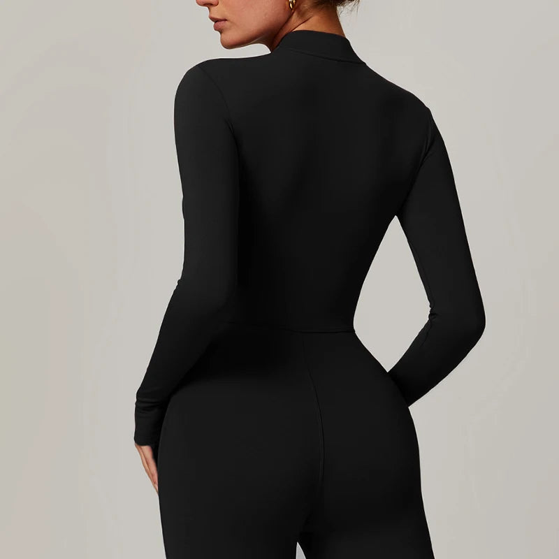 Warm Plush One-Piece Sports Jumpsuit – Women's Winter Fitness Tracksuit