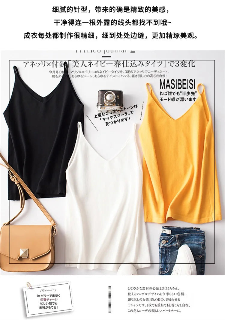 Cashmere Wool Camisole - V-Neck Knitted Base Vest (2023)