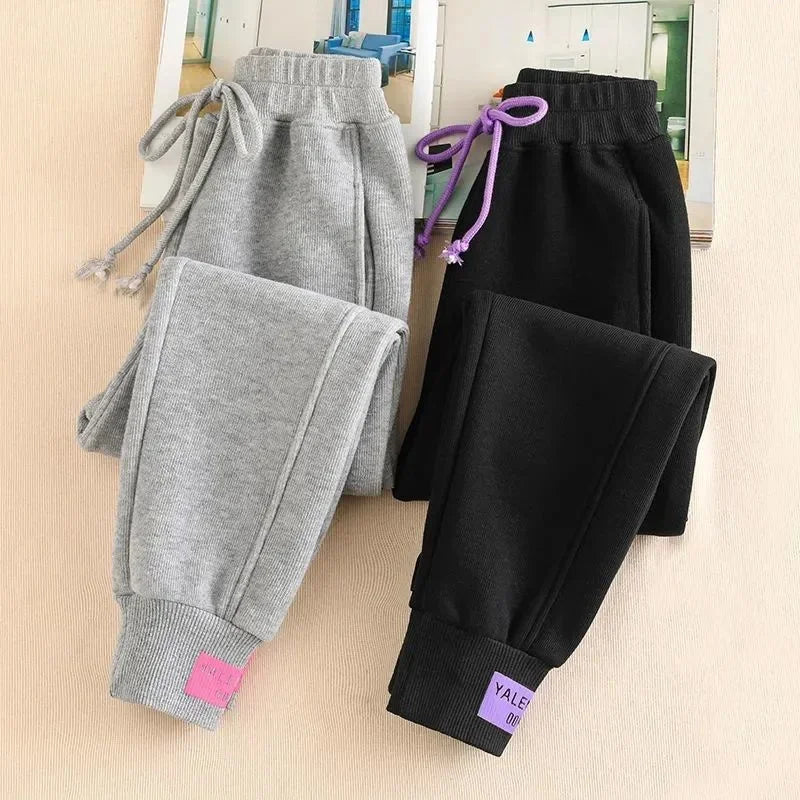 Oversized Gray Sweatpants - Baggy Winter Thick Joggers for Women, Streetwear Sports Trousers