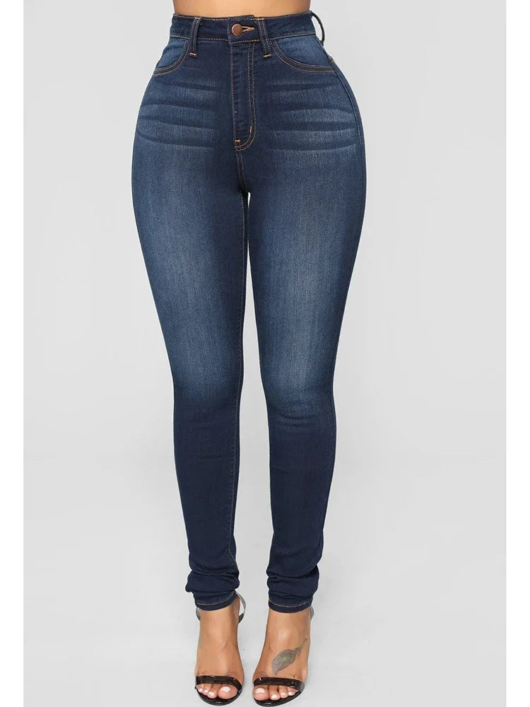 2024 Women Narrow Straight Leg Wrap Hips Skinny Jeans Lady High Waist Vintage Stretchy Pencil Long Pants  Casual Daily Trousers