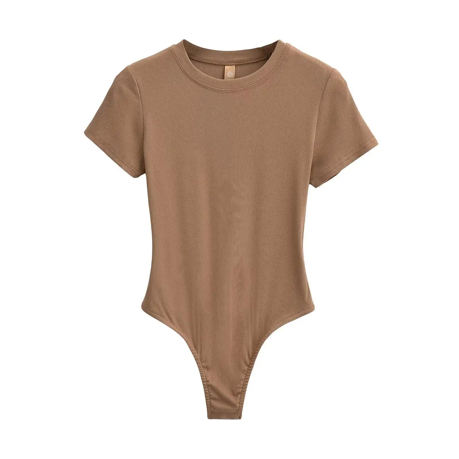 Stretchable Knit Bodysuit - Short Sleeve O-Neck Summer Basic (14 Colors)