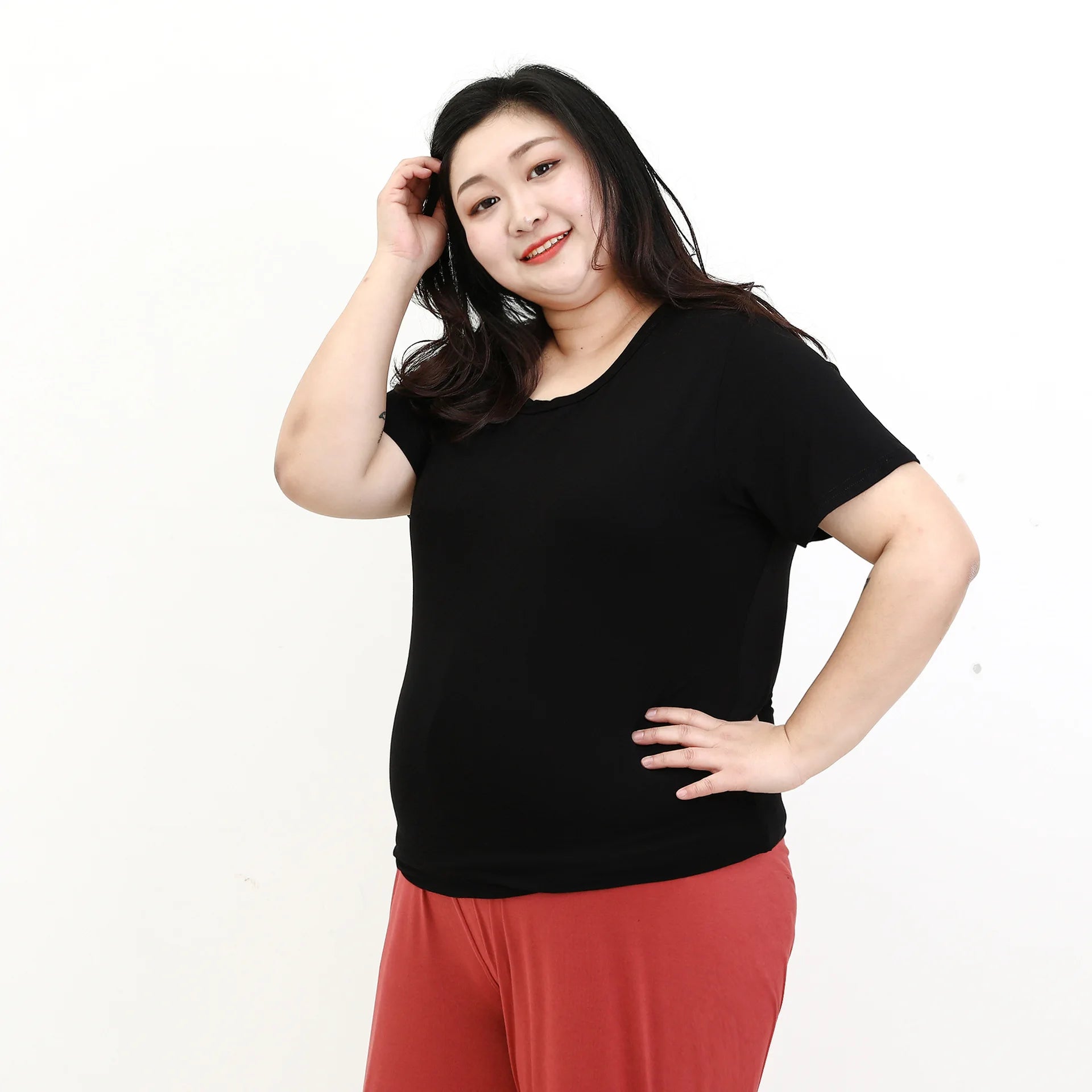 Plus Size Modal T-Shirt - Short Sleeve O-Neck Summer Top (XL-6XL)