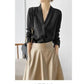 Silk Satin V-Neck Tunic - Long Sleeve, Office Chic