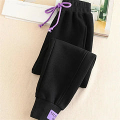 Oversized Gray Sweatpants - Baggy Winter Thick Joggers for Women, Streetwear Sports Trousers