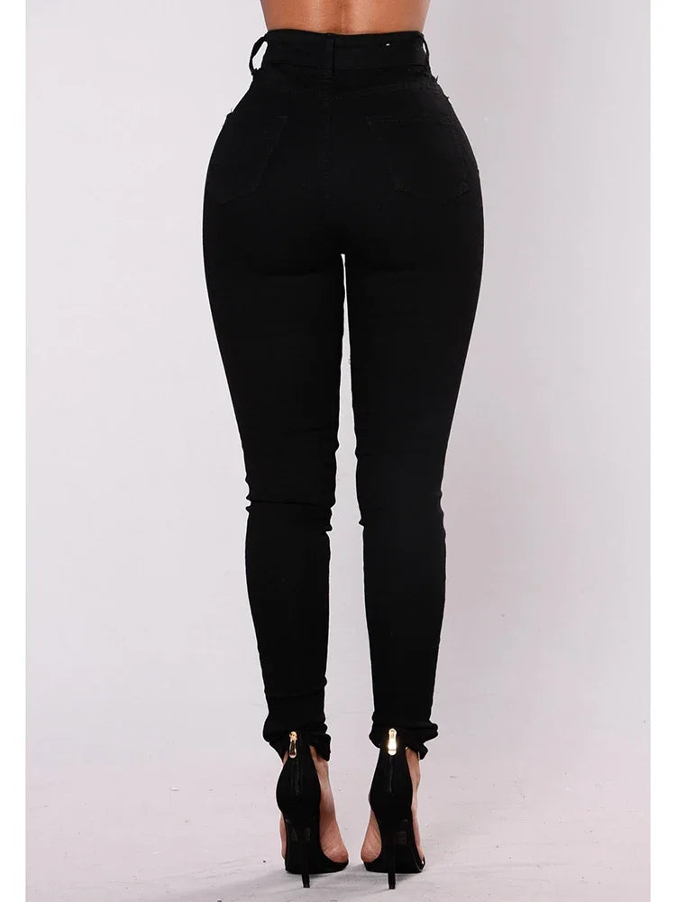 2024 Women Narrow Straight Leg Wrap Hips Skinny Jeans Lady High Waist Vintage Stretchy Pencil Long Pants  Casual Daily Trousers