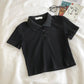 Youthful Knit Polo Crop Top - Short Sleeve