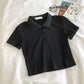 Youthful Knit Polo Crop Top - Short Sleeve