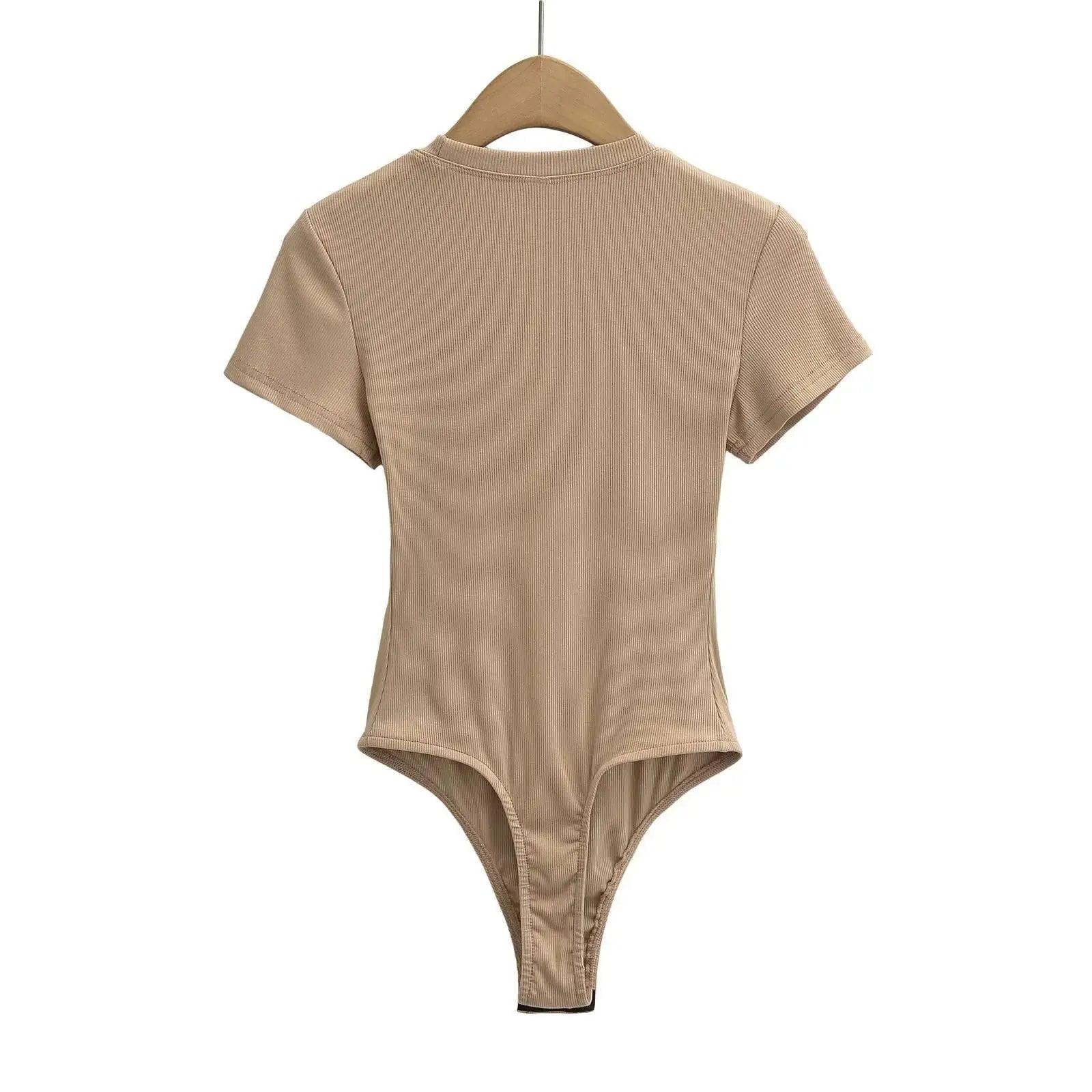 Stretchable Knit Bodysuit - Short Sleeve O-Neck Summer Basic (14 Colors)