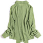 Polka Dot Shawl Collar Blouse - Bow Detail, Long Sleeve