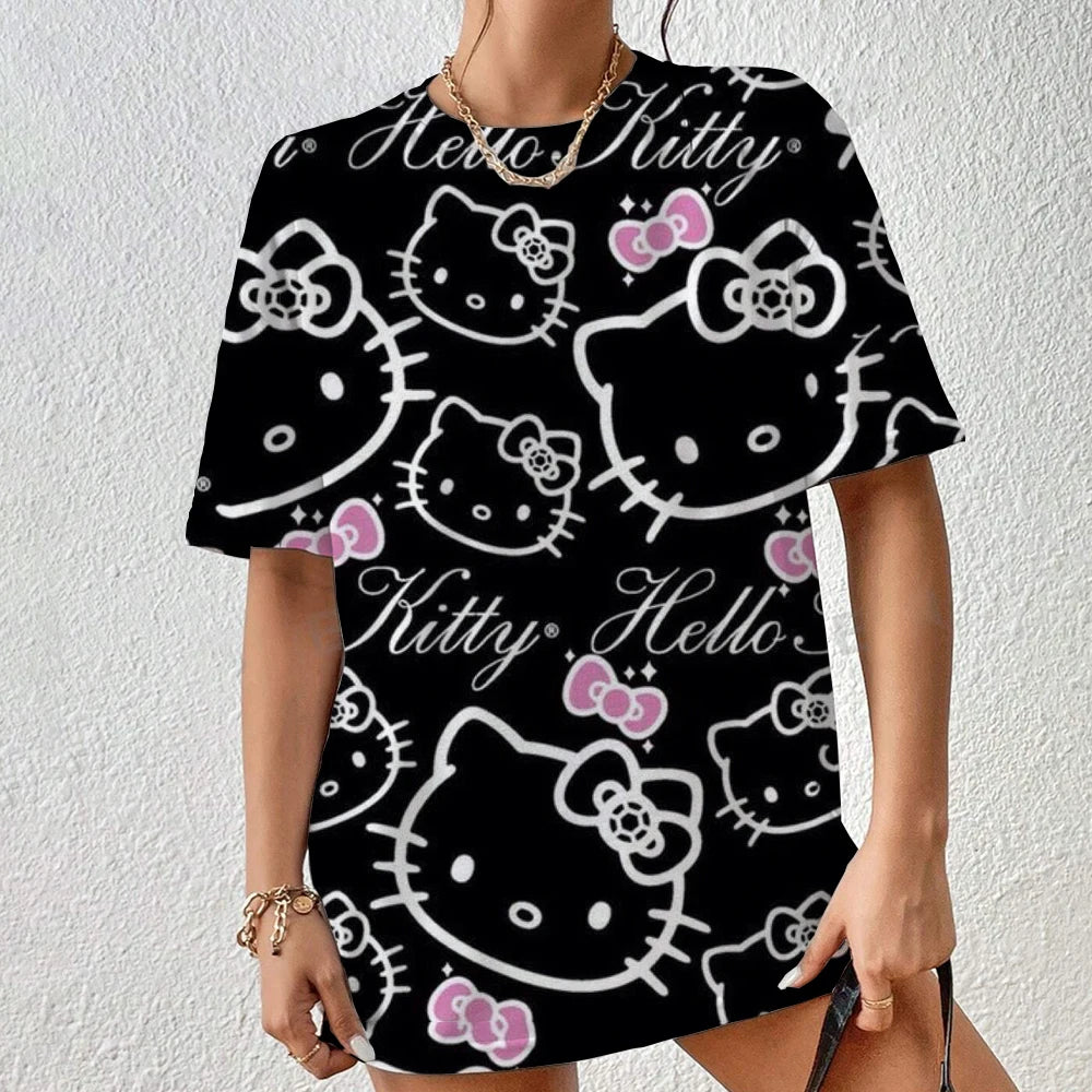 Hello Kitty Aesthetic T-Shirt - Short Sleeve Festival Streetwear