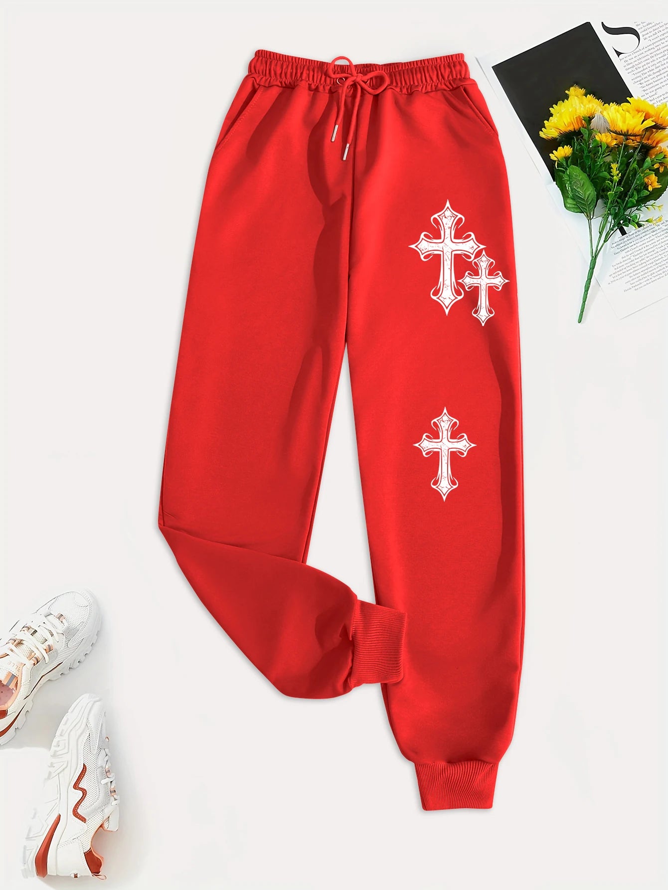 Crucifixion Print Drawstring Pants – Trendy & Versatile