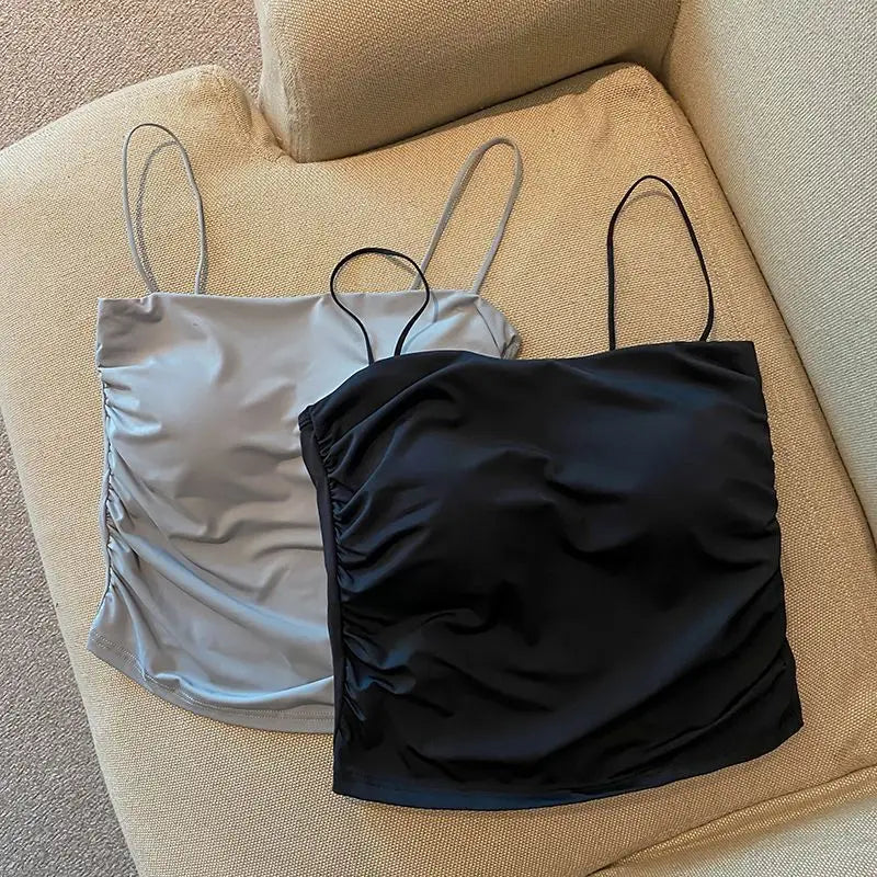 Ice Silk Padded Camisole - Stylish Backless Summer Top for Women