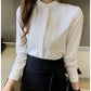 023 Chiffon Bow V-Neck Blouse - Long Sleeve Office Top