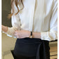 023 Chiffon Bow V-Neck Blouse - Long Sleeve Office Top