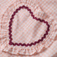 Plaid Heart Patchwork Blouse - V-Neck Lace-Up Long Sleeve