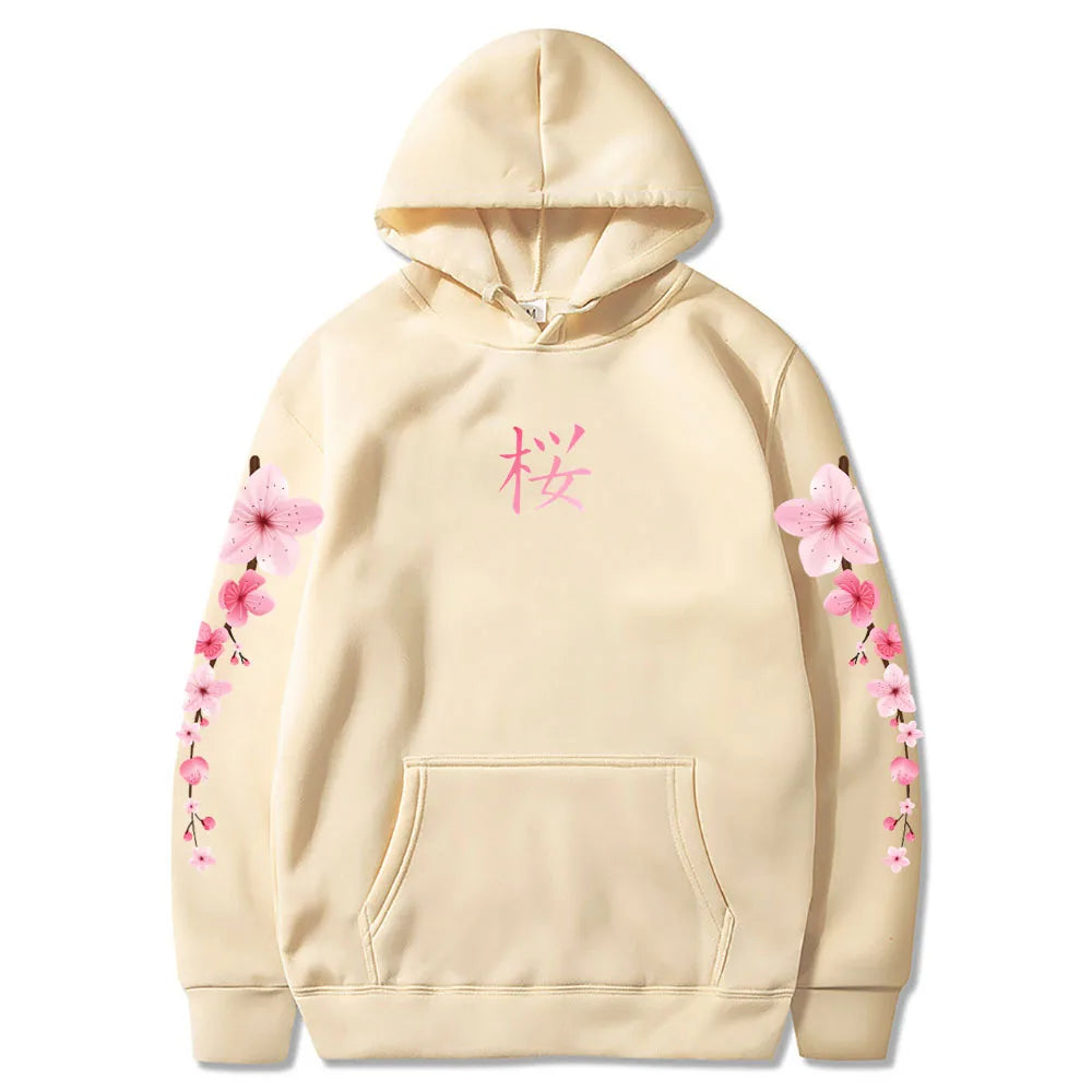Sakura Graphic Hoodie - Unisex Winter Pullover with Pocket