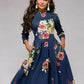 Vintage Pleated A-Line Tunic Dress - Elegant Long Sleeve Autumn Party Maxi Dress for Women