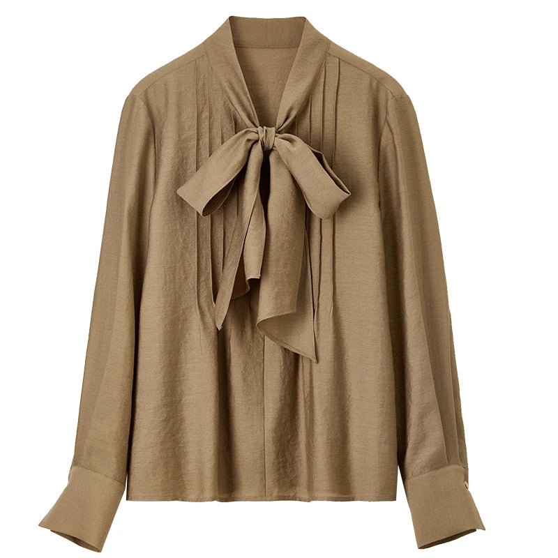 SENTUBILA Lyocell Lace-Up Blouse - Loose Fit Spring 2025 Office Shirt for Women