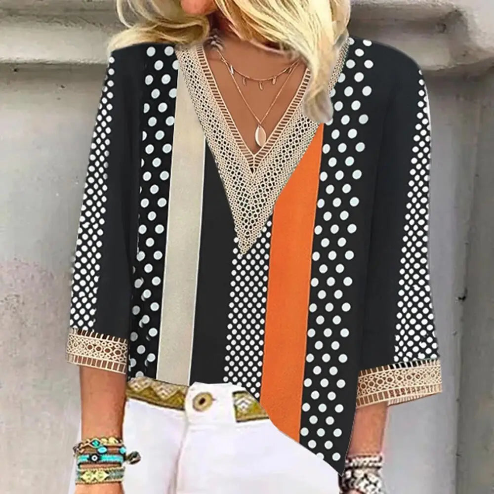 Elegant Short Sleeve Blouse - Casual Loose Fit Top for Weekend and Holiday Wear